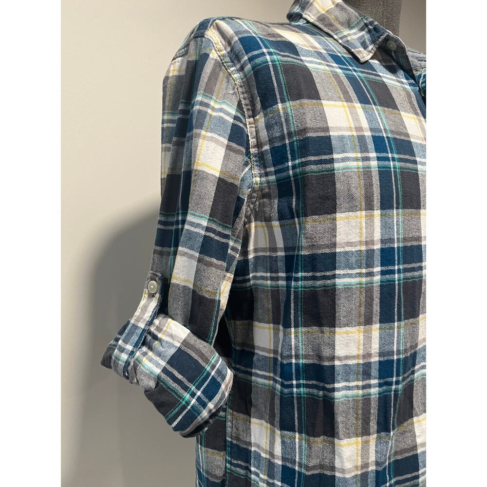 Urban Pipeline 100% Cotton Button Down Plaid Casual Shirt Blue Gray Large JL - Picture 2 of 12